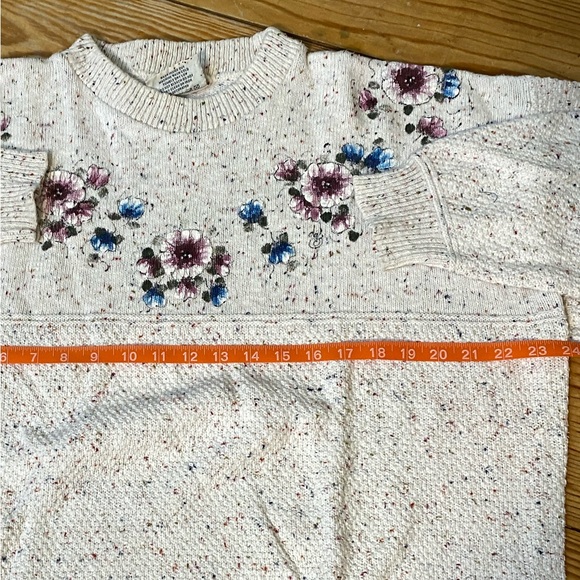 Vintage Lee Sport 100% Cotton Floral Printed Crew Neck Sweater Large Made in USA - Picture 10 of 11